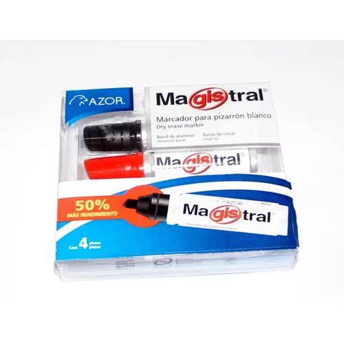 4 Marcadores Pizarrón Blanco 6mm Magistral Aluminio Azor