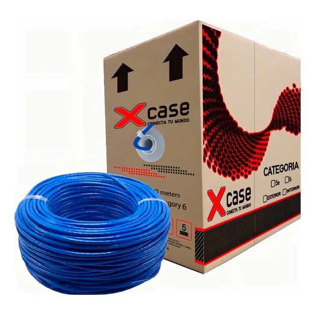 150 M Cable Red Utp Xcase Cobre Puro Cat 6a 10 Gbps Azul