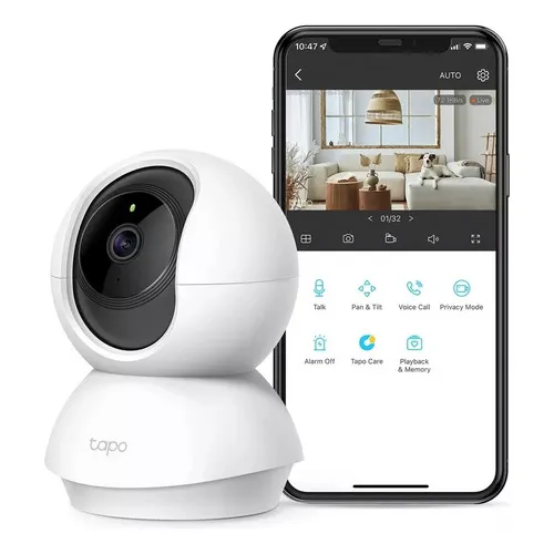 Tp-link Tapo C210 Cámara de seguridad Wifi 3MP 2K Giratoria 360° Con Voz por App Celular, Color Blanco