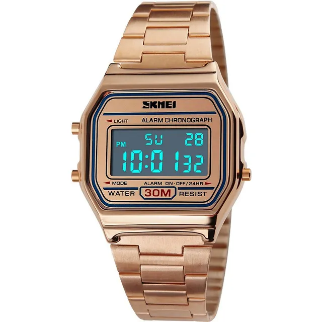Reloj Skmei Digital 1123 Rosa Correa Metal 30m Resistente