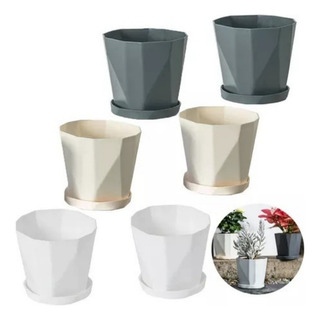 6 Pcs Macetas De Plastico Con Separador De Agua Tricolor S 6 Pcs Macetas De Plastico Con Separador De Agua Tricolor S