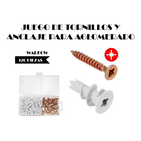 Juego De Tornillos Y Anclaje Para Aglomerado 120pcs - Wadfow