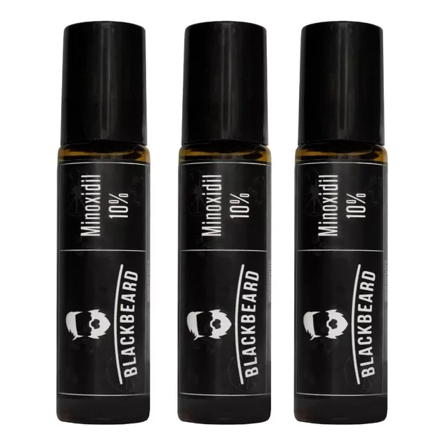 Minoxidil Al 10% Blackbeard Con Cafeína En Roll On 3 Piezas