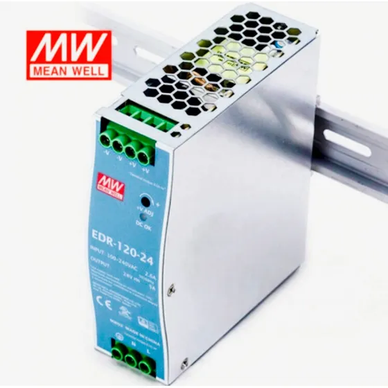 Fuente De Poder 24 Volt 5 Amp. Mean Well, Riel Din, Nueva 