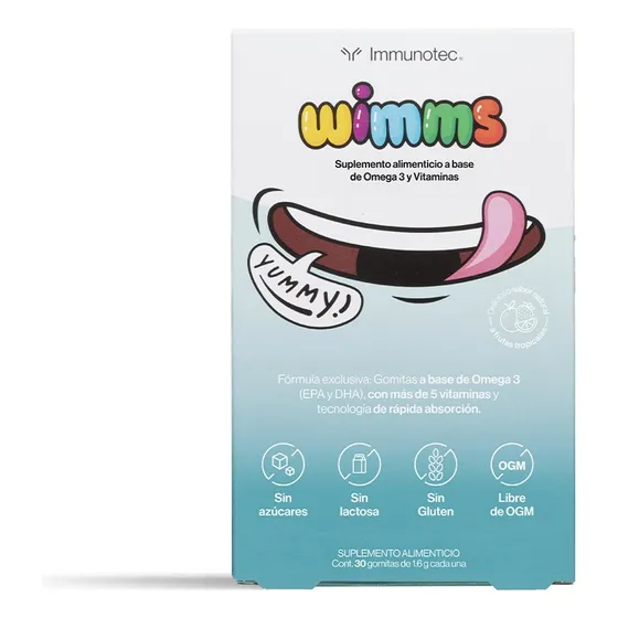 Immunotec Wimms Gomitas Omega-3 Y Multivitaminas Para Niños Sabor Tropical mix