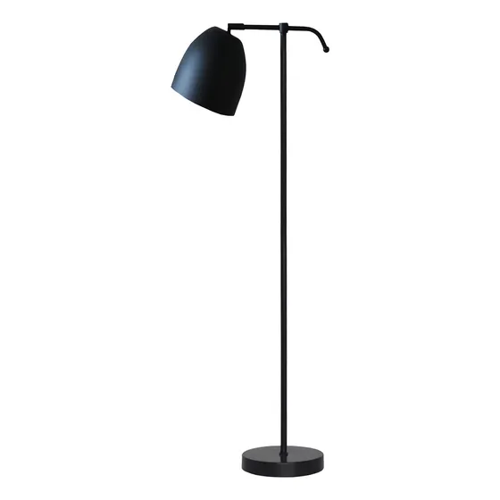 Lámpara De Pie Industrial Moderna Living Lectura Copón Estructura Negro Pantalla Negro