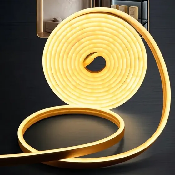 Fita LED Neon Flexível 3528 120Led 5 metros Mangueira Corte 2,5cm Cor da Luz Branco Quente Tensão IP