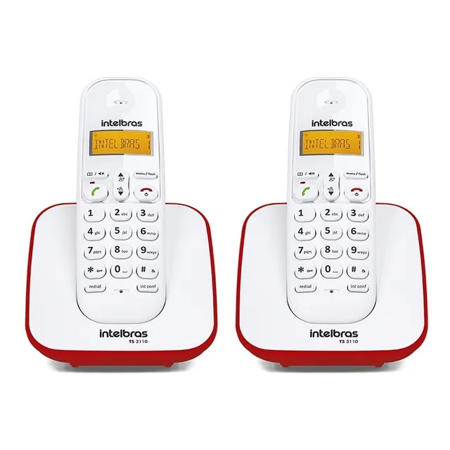 Kit Telefone Ts 3110 Vermelho + 1 Ramal Com Identificação