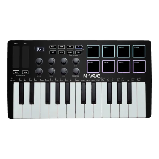 Controlador de teclado Midi portátil M-vave Smk-25 Cor Preto