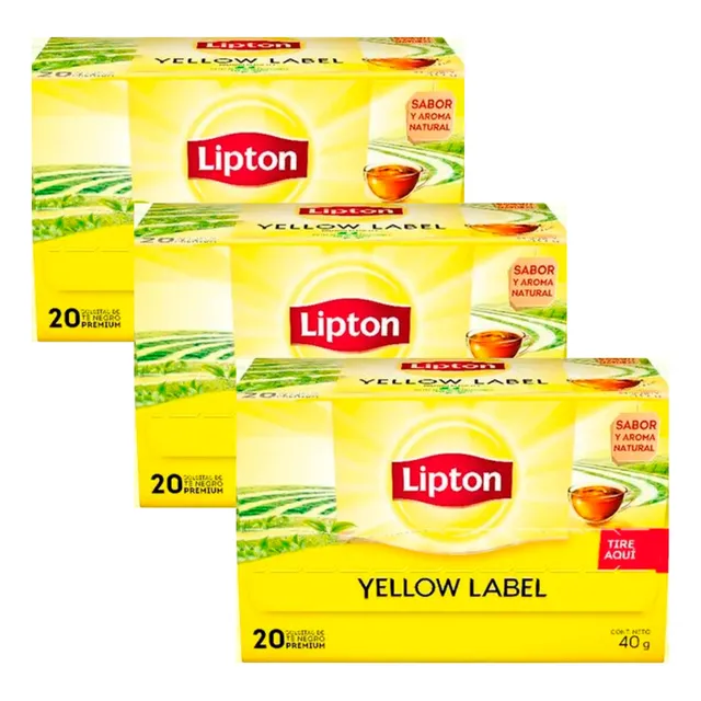 Te Yellow Label Lipton 20 Saquitos Pack X3 Cajas 