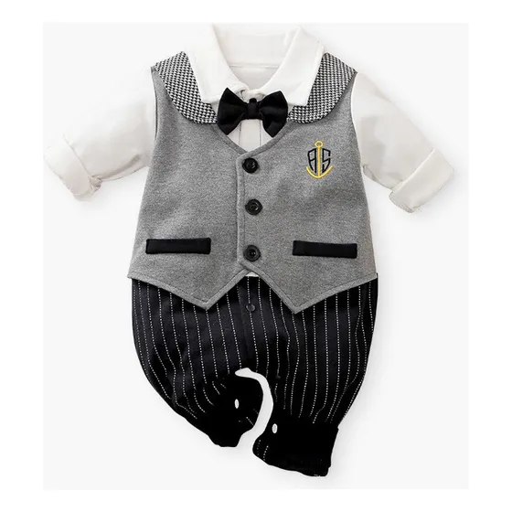 Mameluco Traje Bebe Formal Bautizo Manga Larga Para Niño