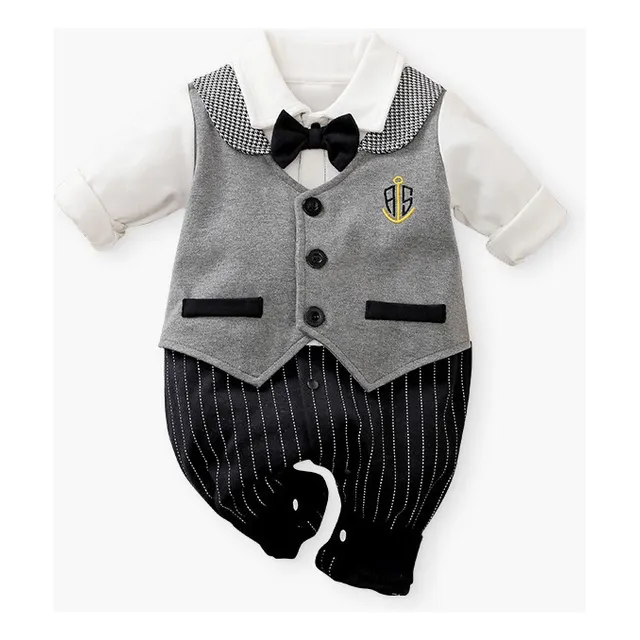 Mameluco Traje Bebe Formal Bautizo Manga Larga Para Niño