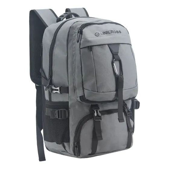 Mochila De Viaje Porta Notebook Unicross Con Puerto Usb Camping Campamento Urbana Gym Porta Botella Reforzada Con Correa De Pecho Color Gris