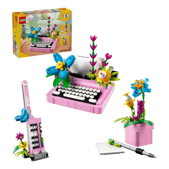 Lego 3 Em 1 Blocos De Montar Máquina De Escrever Com Flores