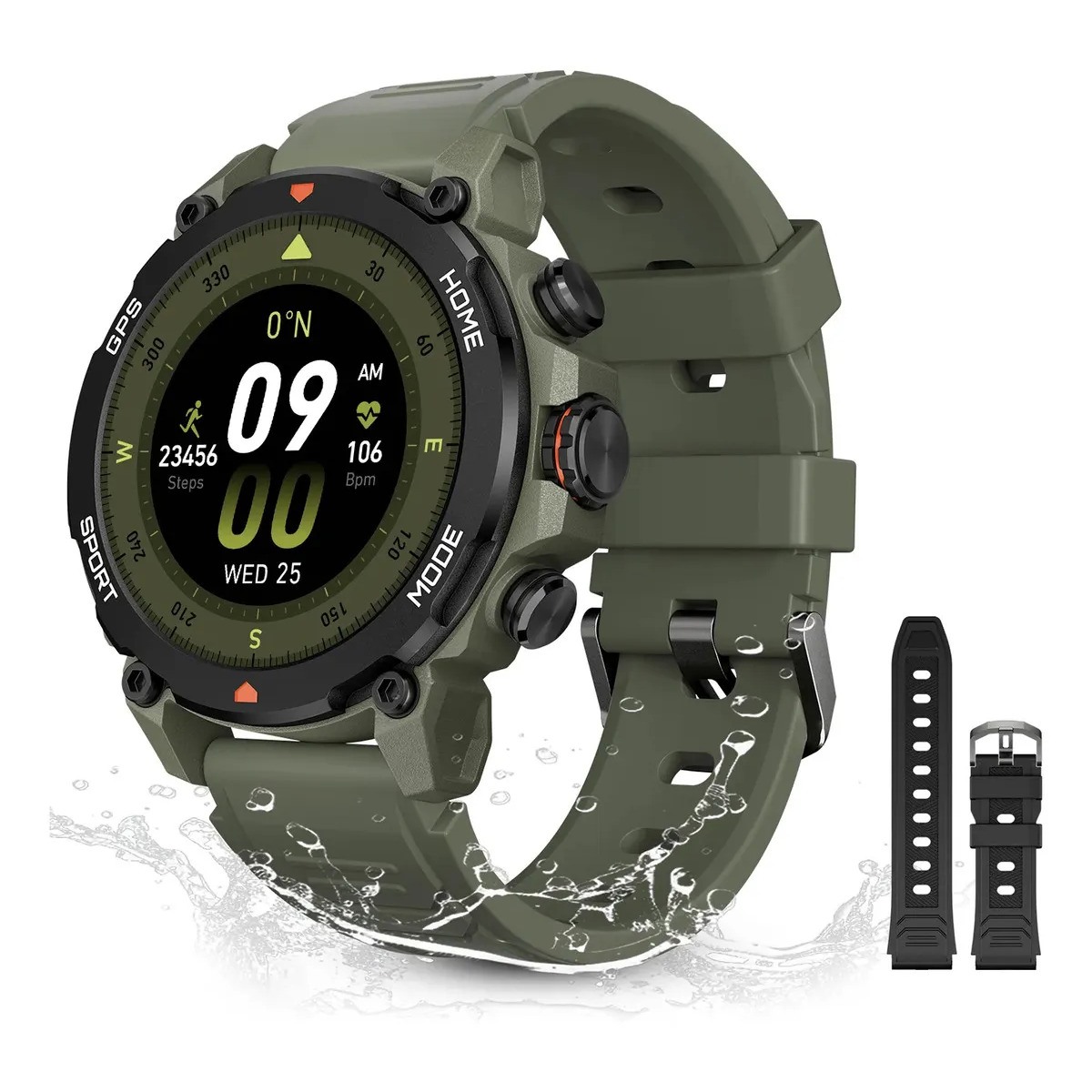 Relógio Smartwatch Aurafit G6 Com 5atm E Gps Verde Militar Verde Militar Sport Verde Militar/preto