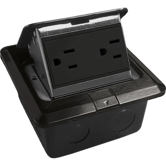 Contacto Duplex Empotrable Piso Apl-004 Pop Up Color Negro