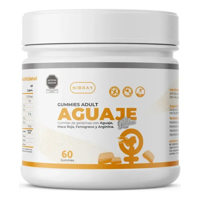 Nibray Aguaje Maca Roja Y Fenogreco 60 Gummies Sabor Guaraná