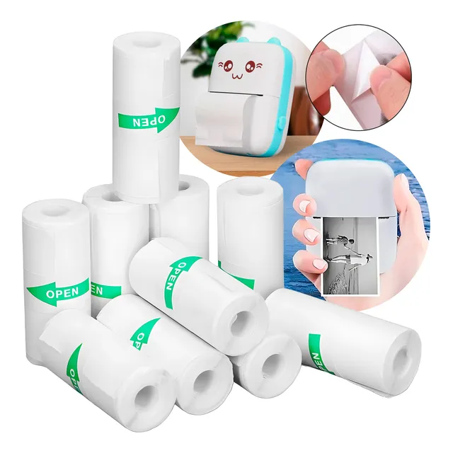 10 Rollos Térmicos Etiqueta Adhesivo Mini Impresora 57x25mm