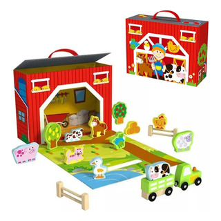 Tooky Toy Maletín La Granja Playset De Madera 17 Pzs Tooky Toy Maletín La Granja Playset De Madera 17 Pzs