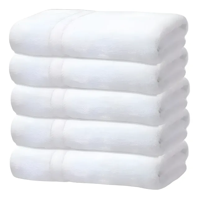 Kit 5 Toalhas Banho Gigante Grossa Hotel Luxo 75x150cm 480g Branco
