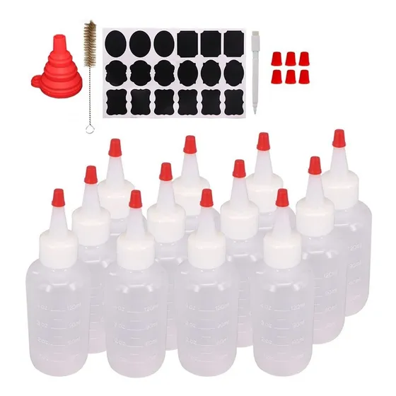 Belinlen 12 Botella Vacia Plastico 4 Onza Tpa Punta Roja