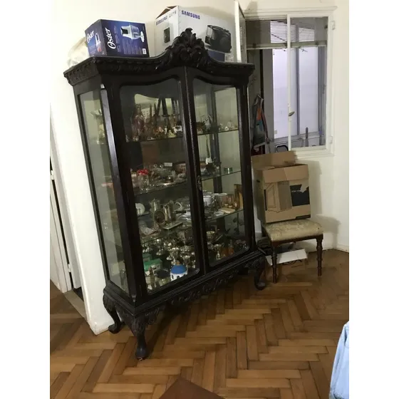 Vitrina Cristalero Antigua Estilo Inglés En Madera De Cedro
