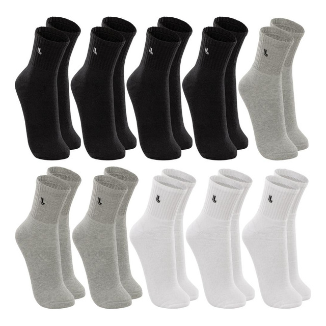 Kit 10 Pares Meia Lupo Original Masculina Cano Médio Algodão Kit 10 Pares Meia Lupo Original Masculina Cano Médio Algodão