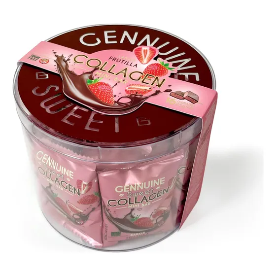 Barra Gennuine Proteína Colágeno Fibra Sweet Frutilla X16 U