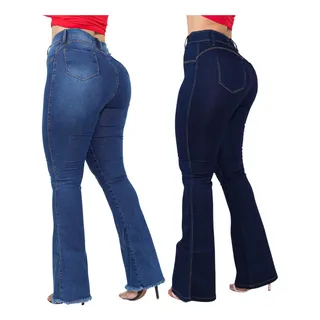 Kit 02 Calças Flare Com Lycra Modelagem Levanta Bumbum Kit 02 Calças Flare Com Lycra Modelagem Levanta Bumbum