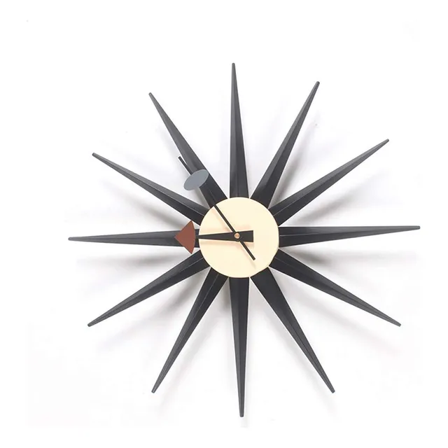 Shisedeco Reloj Moderno Forma Rayo Solar Color Negro Tictac
