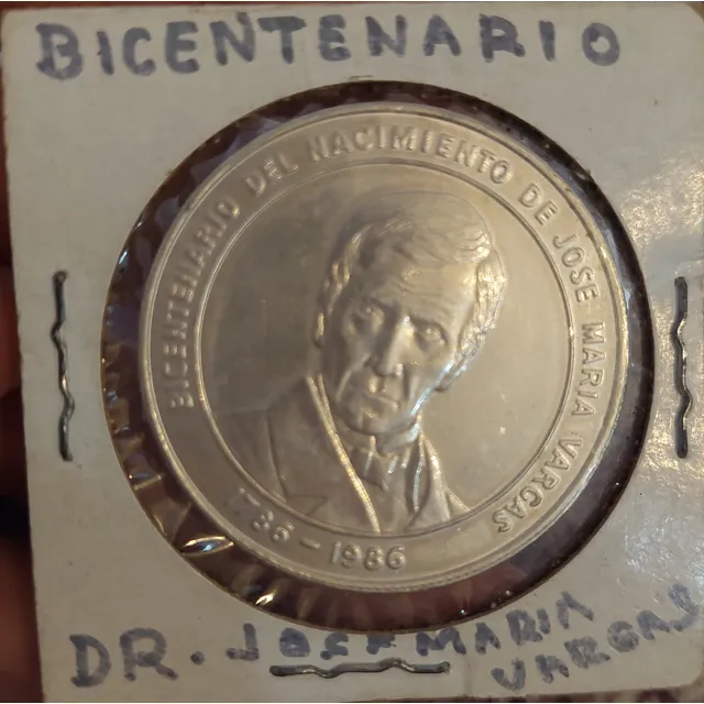 Moneda De Plata Bicentenario De José María Vargas 1986