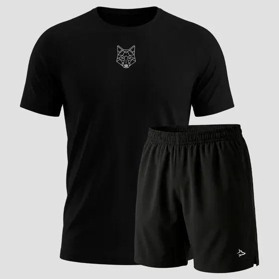 Kit Bermuda Lobo+camiseta Lobo Dry Fitness Academia Alpha