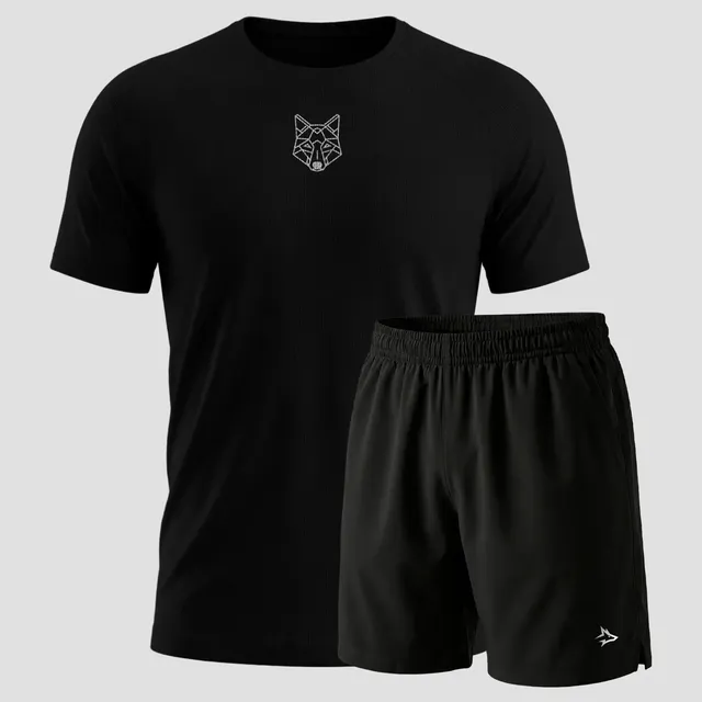 Kit Bermuda e Camiseta Lobo Dry Fitness Alpha