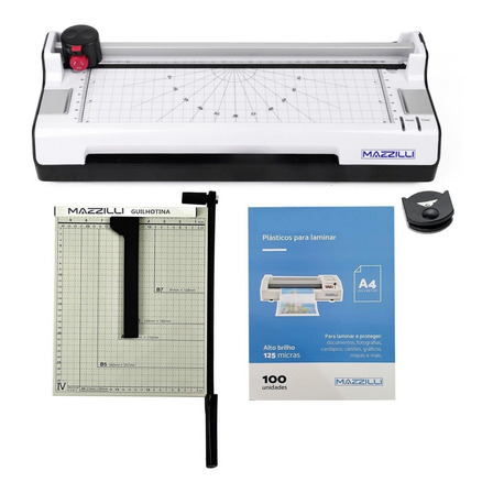 Kit Plastificadora 3x1 A4 + Guilhotina + 100 Plástico Kp10 Kit Plastificadora 3x1 A4 + Guilhotina + 100 Plástico Kp10