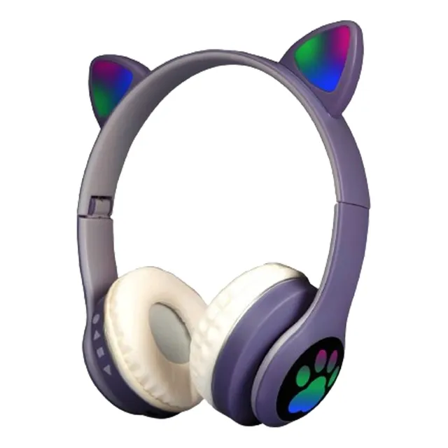 Auricular Bluetooth Inalambrico Orejitas Vincha Luz Rgb