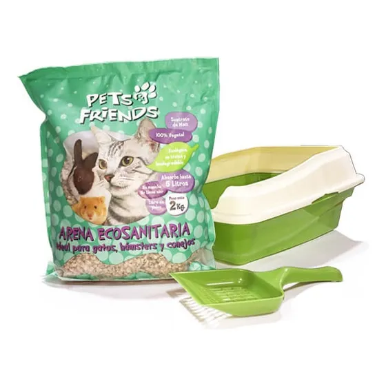 Kit Arenero Ecosanitario Con Borde Pets&friends Color Fucsia Tamaño Mediana
