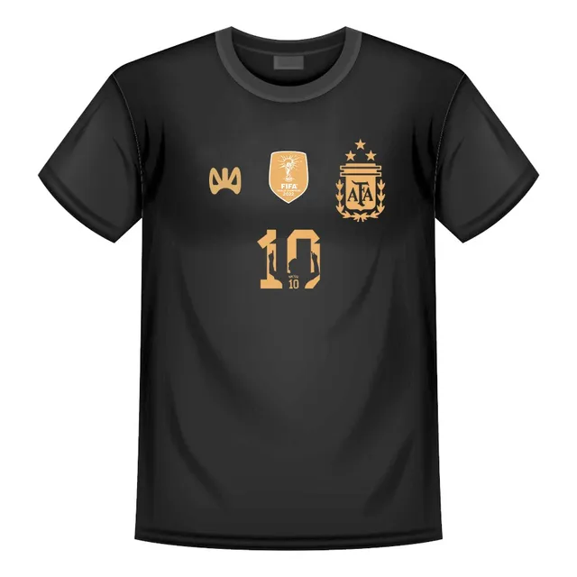 Camiseta Argentina 3 Estrellas Diseño Original Messi Dorada