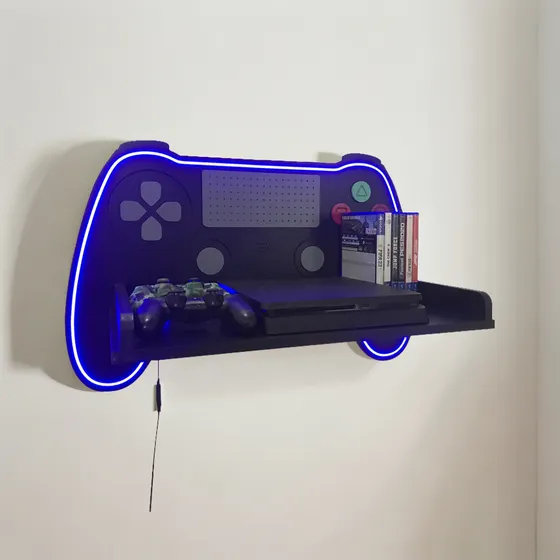 Suporte Gamer - Prateleira Para Consoles Com Led Neon 72x45