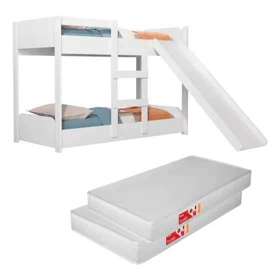 Beliche Para Criança Com Colchão Ortobom E Escorregador Cor Branco