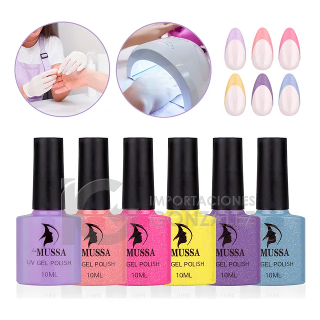 Gama De Gel Semipermanente Mussa® 6 Esmaltes Para Uñas Uv Color Gama Unicorn