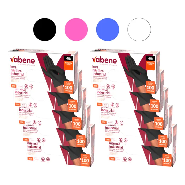 Luva Nitrílica Preta S/ Pó Descartav Kit 10cx 100un Rs Br Az