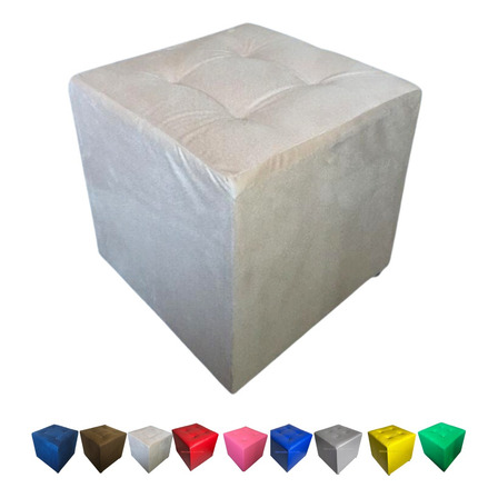 Puff Cubo Quadrado Banco Banquinho Decorativo 40x40 Cor Bege Suede Puff Cubo Quadrado Banco Banquinho Decorativo 40x40 Cor Bege Suede
