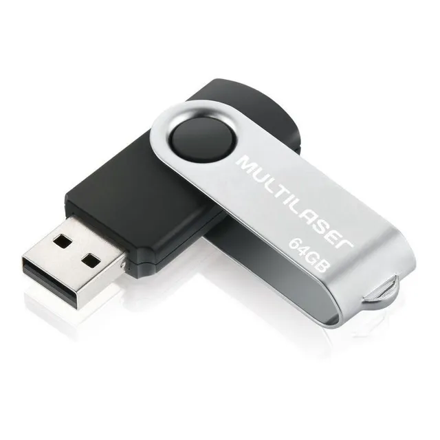 Pendrive Multilaser Twist PD590 64GB 2.0 negro y plateado