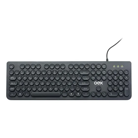 Teclado Com Fio Oex Tc400 Pop Teclas Redondas Preto Idioma Português Brasil