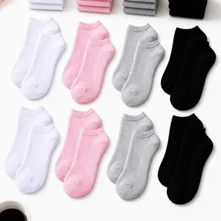 Kit 12 Pares Meia Soquete Meias Cano Curto Feminina Premium Branco Preto Cinza Rosa Liso 36 - 40