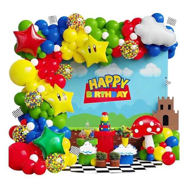 Set Globos De Fiesta Mario Bross Niños Látex Y Satinados