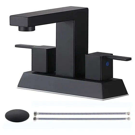 Friho Moderno Juego 4  2 Manija Centro Baño Negro Mate Grifo