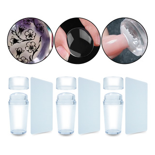 Kit 3 Carimbos De Silicone Francesinha Unhas Com Raspador Kit 3 Carimbos De Silicone Francesinha Unhas Com Raspador
