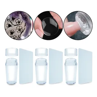 Kit 3 Carimbos De Silicone Francesinha Unhas Com Raspador