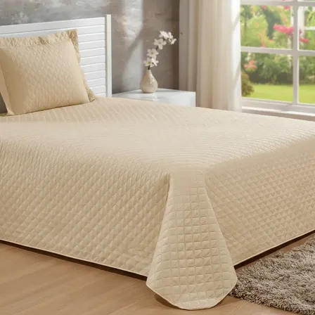Cobre Leito Solteiro Veneza Creme Mel Vest Casa Liso 180 Fio Creme Liso